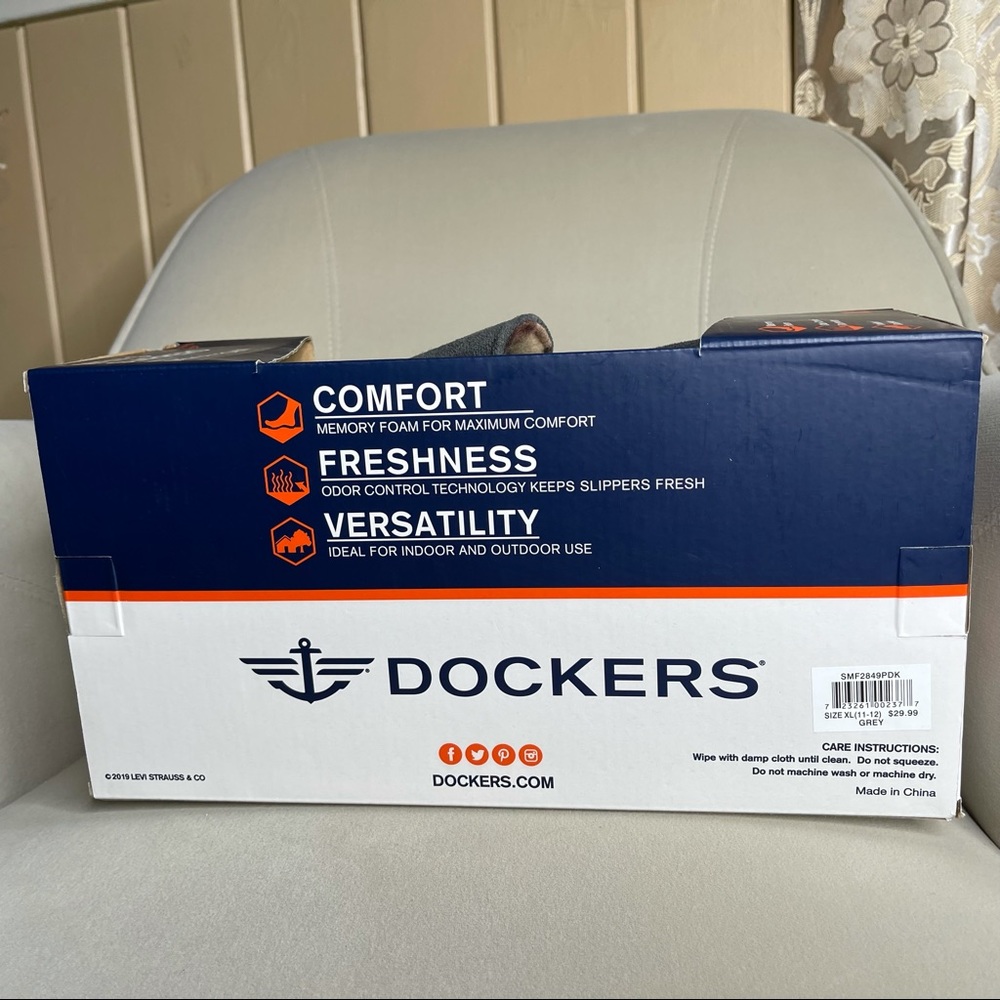 New! Dockers Slippers With Memory Foam Gray With Plaid Interior Size: XL 11/12 - Picture 4 of 4